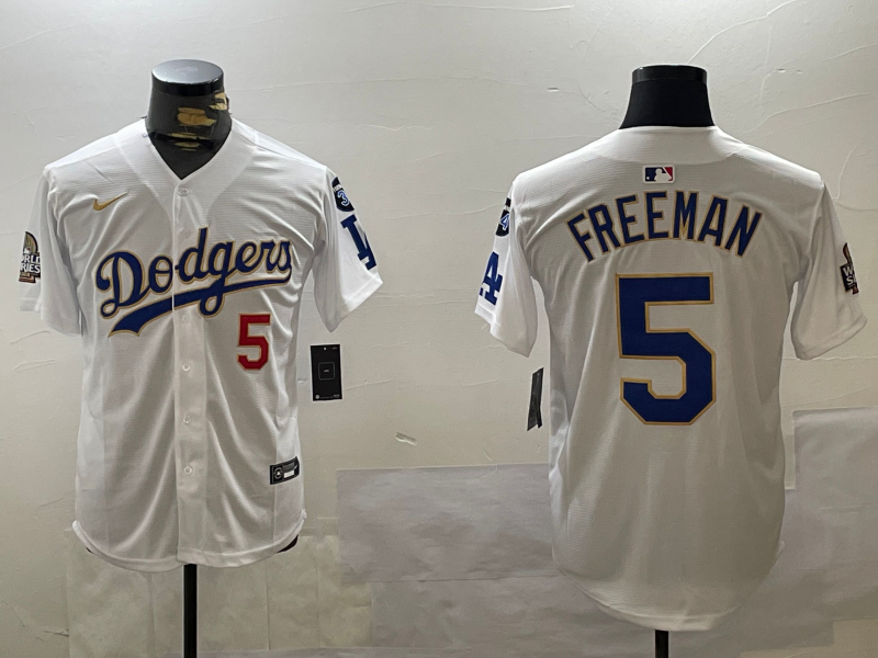 Men's Los Angeles Dodgers Freddie Freeman #5 White Jersey